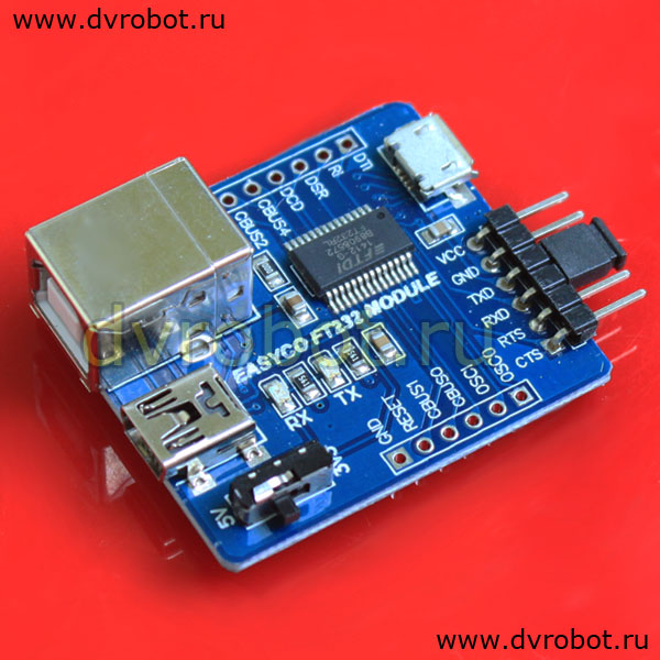 Преобразователь USB-UART FT232 USB B, Mini, Micro