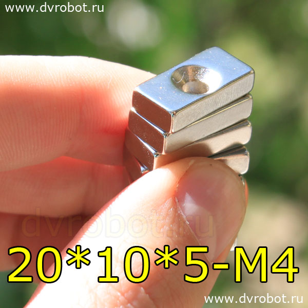 Неодимовый магнит с отверстием М4-20х10х5 мм