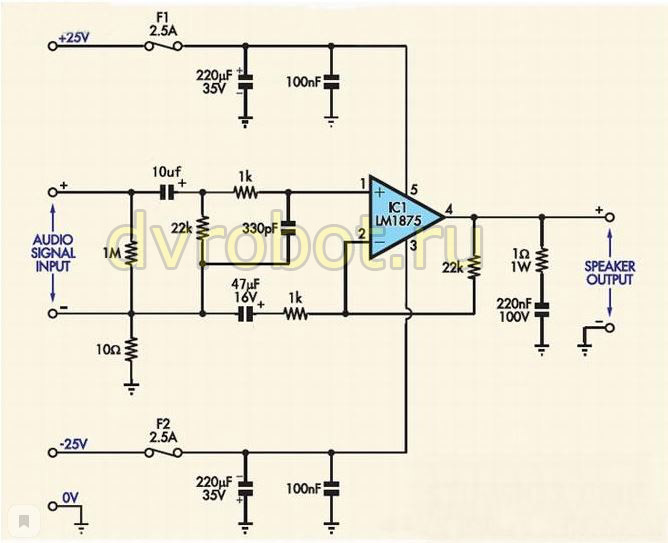 Lm1875t усилитель схема