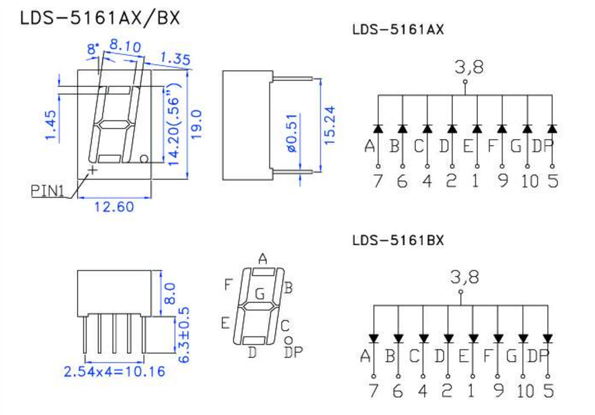 Hdsp 5501 семисегментный светодиодный индикатор схема включения